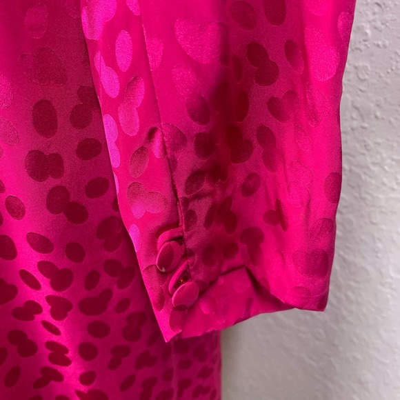WIM HEMMINK Vintage Pure Silk Hot Pink Button Back Gathered Waist Dress - Picture 8 of 16
